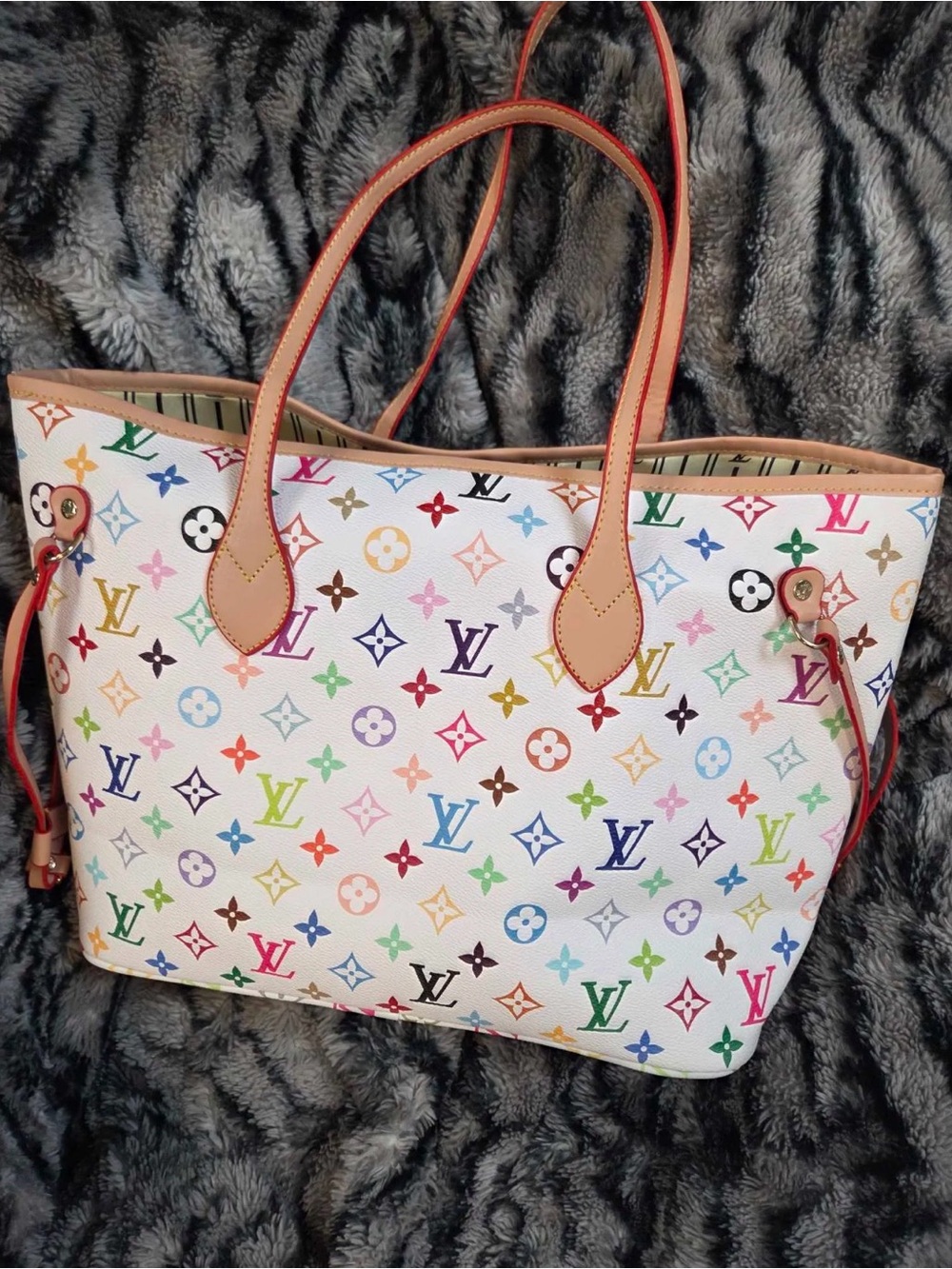 Louis Vuitton White Multicolor Monogram Tote